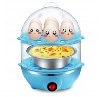 Egg Steamer 14 Egg Double-Layer Lazy Egg Steamer Large-Capacity Electric Boiled Egg Multifunction, Boiled Egg, Heated Milk, Heating, Etc. With Automatic Shutdown Function(Bule)