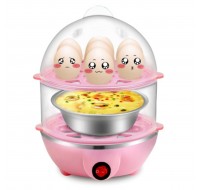 Egg Steamer 14 Egg Double-Layer Lazy Egg Steamer Large-Capacity Electric Boiled Egg Multifunction, Boiled Egg, Heated Milk, Heating, Etc. With Automatic Shutdown Function(Pink)