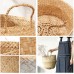 Foldable Flower Basket (2Pack) Household Decorative Flower Basket Toys Laundry Storage Bin Foldable Woven Straw Basket, Pot Basket with Handle-Natural Color