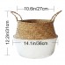 Foldable Flower Basket (2Pack) Household Decorative Flower Basket Toys Laundry Storage Bin Foldable Woven Straw Basket, Pot Basket with Handle-Natural Color